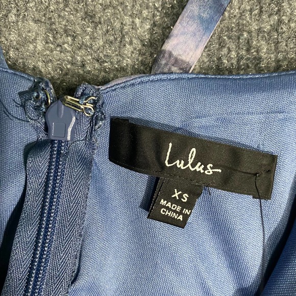 Lulus Mini Dress XS Blue Floral Organza Imagine Romance A-Line Party - Picture 11 of 14